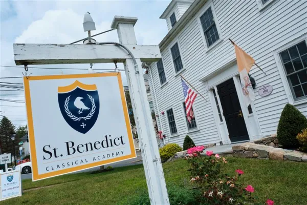 St. Benedict Classical Academy is locate in Natick, Massachusetts, a suburb of Boston, but students come from almost 40 towns across two states. Some families make an hourlong commute. Credit: George Martell