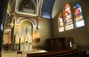 The interior and side chapel of St. John the Baptist Catholic Church in Beloit, Kansas, which will house a first-class relic of St. Padre Pio starting Feb. 11, 2024. Credit: Alan Holdren