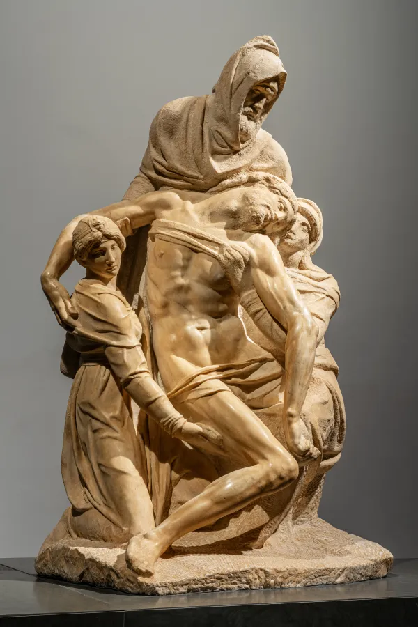 Michelangelo's Florentine Pietà, part of the permanent collection at the Museo dell'Opera del Duomo in Florence, Italy. Museo dell'Opera del Duomo in Florence, Italy.