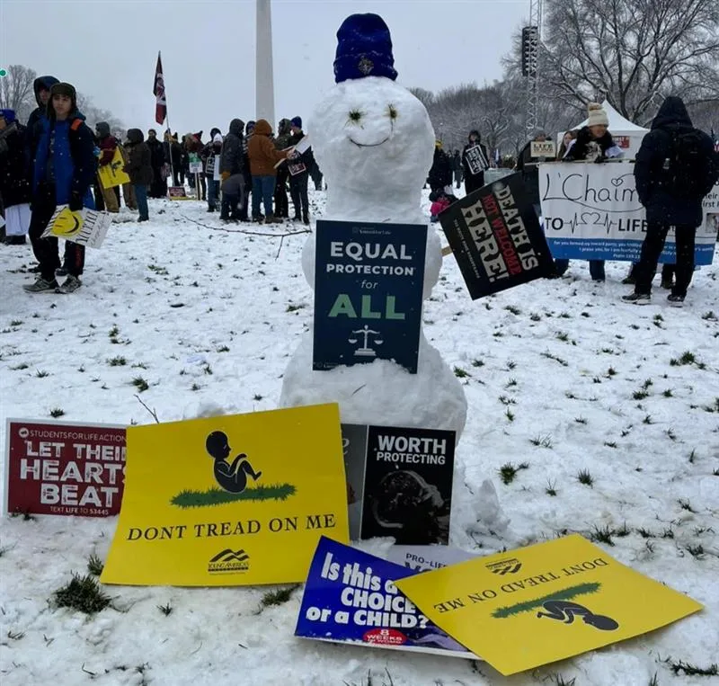 A snowman adorned with signs at the 51st March for Life, Jan, 19, 2024?w=200&h=150