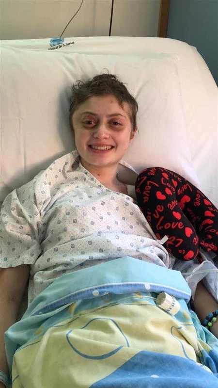 Helena Andraos when she woke up from her coma. Helena Andraos