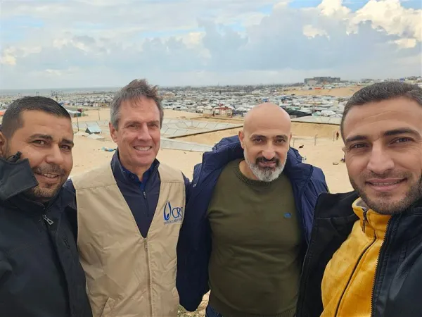 CRS CEO Sean Callahan with aid partners in Gaza. Credit: CRS
