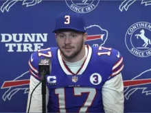 Buffalo Bills quarterback Josh Allen in a post-game press conference on Jan. 8.
