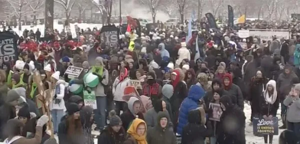 The crowd gathers at the rally before the 2024 March for Life in Washington, DC. Credit: EWTN News