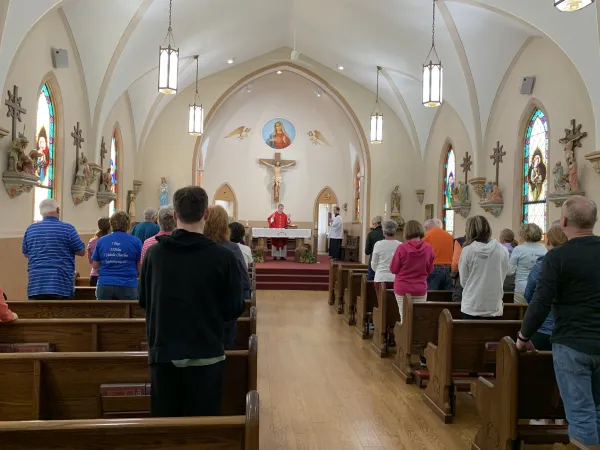 Father Timothy Foy celebrates Mass for pilgrims ahead of the Katy Trail Pilgrimage on Oct. 9, 2023. Credit: Jonah McKeown/CNA