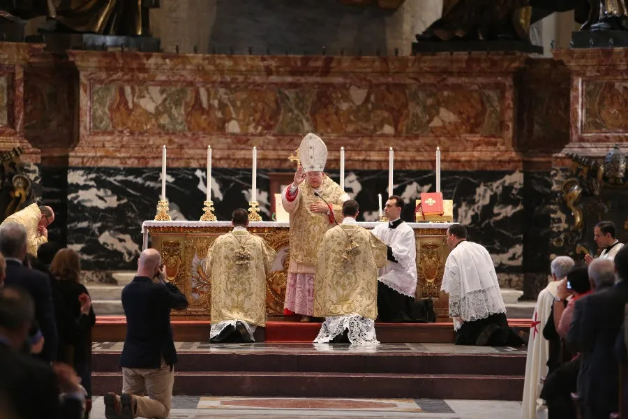 Cardinal Raymond Burke gives the final blessing during the Summorum Pontificum Pilgrimage Mass in Rome on Oct. 25, 2014.?w=200&h=150