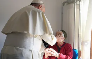 Pope Francis visits the San Raffaele Borona assisted living home in Rieti, Italy, Oct. 4, 2016. Vatican Media.