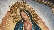 Mosaic of Our Lady of Guadalupe inside Christ Cathedral in Orange, California.