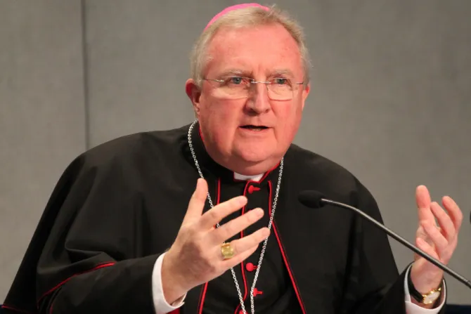 Archbishop Arthur Roche at the Vatican press office on Feb. 10, 2015