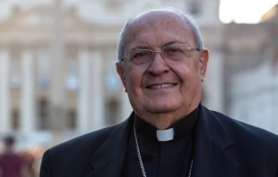 Cardinal Leonardo Sandri, Prefect of the Congregation for the Oriental Churches, poses inside St. Peter’s Square, Oct. 10, 2019. Daniel Ibáñez/CNA.