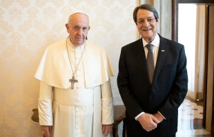 Pope Francis receives Cypriot President Nicos Anastasiades in a private audience at the Vatican on Nov. 18, 2019. Vatican Media.