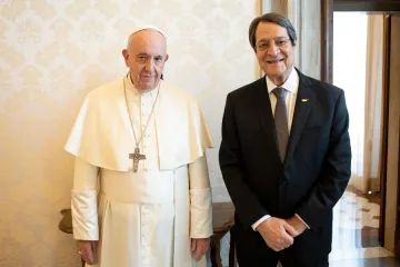 Pope Francis receives Cypriot President Nicos Anastasiades in a private audience at the Vatican on Nov. 18, 2019