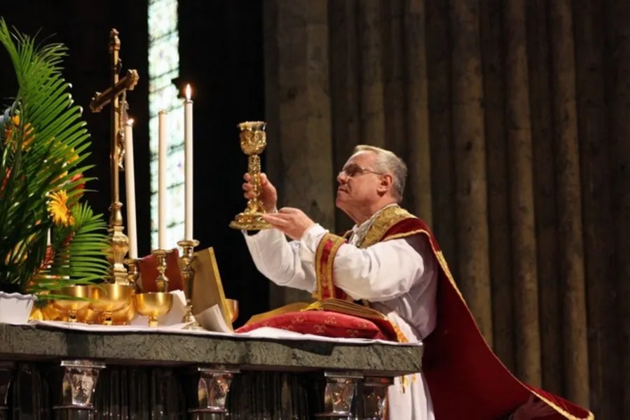 Canon Dominique Aubert, rector of Chartres Cathedral, France, celebrates Mass in the extraordinary form of the Roman Rite.?w=200&h=150