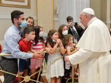 Pope Francis meets with deacons and their families at the Vatican on June 19, 2021.