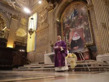 Cardinal Fernando Filoni celebrates Mass in suffrage of Mother Angelica at the Choir Chapel in St. Peter’s Basilica on March 27, 2021.