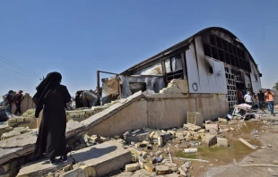 The fire-ravaged coronavirus isolation ward of al-Hussein Teaching Hospital in Nasiriyah, Iraq, July 13, 2021. Asaad Niazi/AFP via Getty Images.