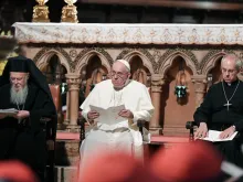 Pope Francis, Archbishop Justin Welby, and Patriarch Bartholomew I at the Basilica of St. Francis of Assisi, Italy, Sept. 20, 2016.
