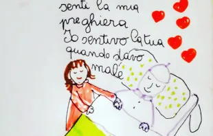 A get well card for Pope Francis from Giulia, a girl treated in Bambino Gesu Hospital. Vatican Media
