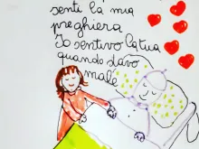 A get well card for Pope Francis from Giulia, a girl treated in Bambino Gesu Hospital.