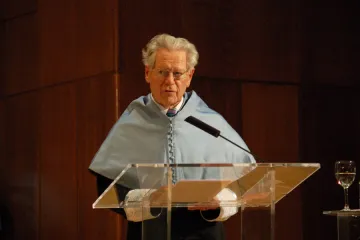 Hans Küng receives an honorary degree from the National University of Distance Education in Madrid, Spain, Jan. 27, 2011