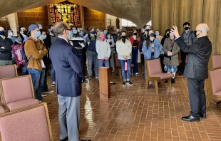 Archbishop Salvatore Cordileone of San Francisco gives a tour of the Cathedral of Saint Mary of the Assumption, May 24, 2021. Credit: Dennis Callahan/Catholic San Francisco.