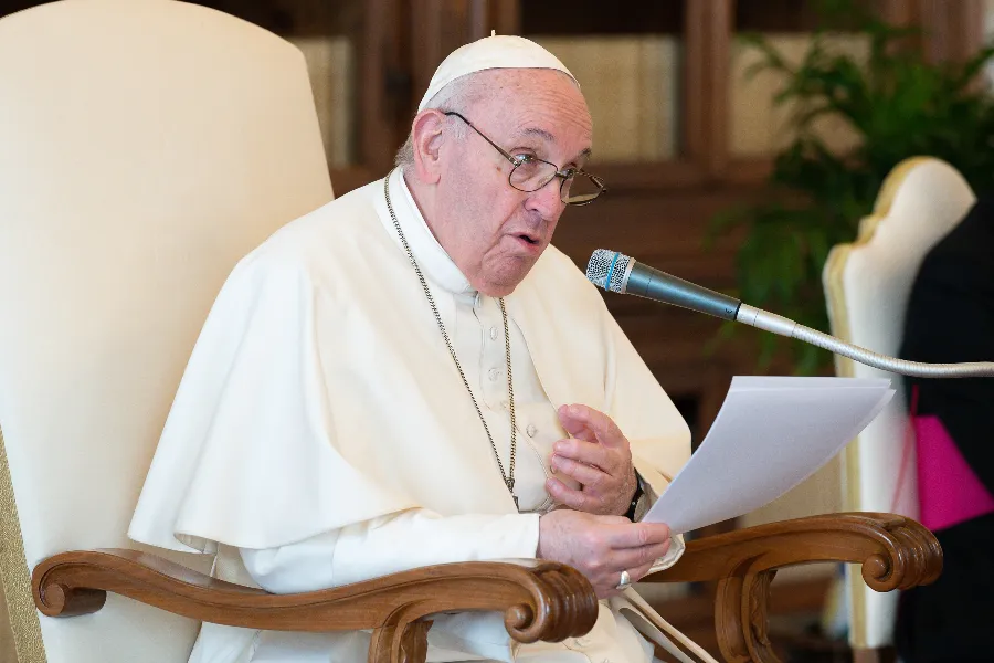 Pope Francis at his general audience address in the library of the Apostolic Palace March 17, 2021?w=200&h=150