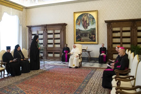 Pope Francis meets with a delegation of the Ecumenical Patriarchate of Constantinople on June 28, 2021. / Vatican Media/CNA