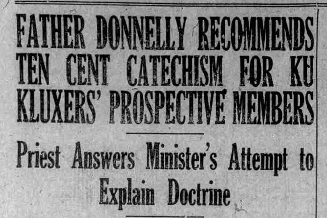 A January 1924 headline from the Denver Catholic Register.