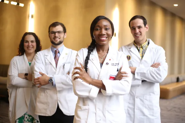 Medical residents, including Temilola Yvonne Abdul (center), pose during the 2018 Catholic Medical Association conference, held in Dallas. / Courtesy Catholic Medical Association/Catholic Sentinel