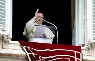 Pope Francis gives a blessing after his Angelus address on Aug. 30, 2020. Vatican Media/CNA