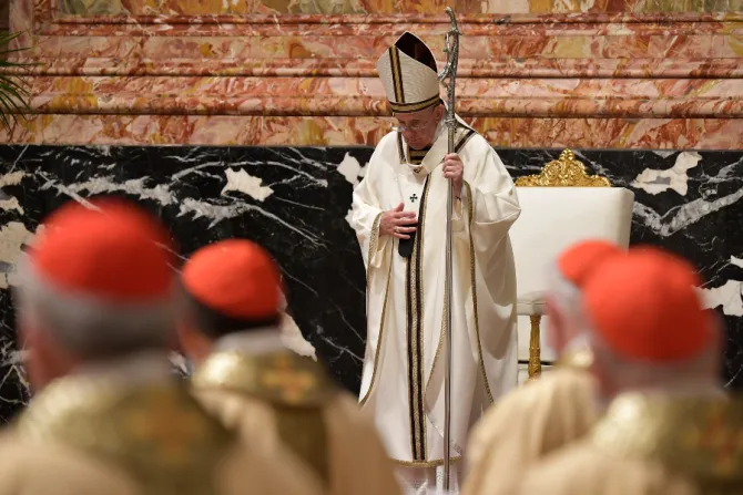 Pope Francis prays at Easter Vigil 2021