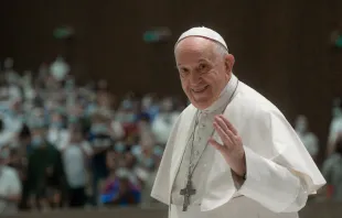 Pope Francis at the general audience on Aug. 18, 2021. Vatican Media