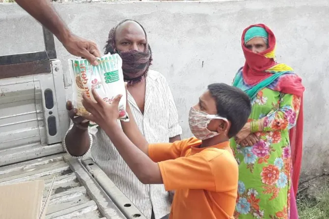 Food packages are distributed in the Archidiocese of Bhopal in central India.