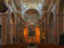 The interior of the Church of St. Louis of the French (San Luigi dei Francesi) in Rome, Italy