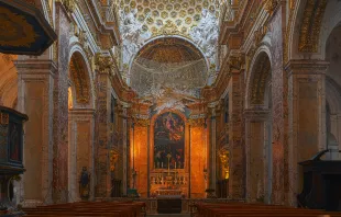 The interior of the Church of St. Louis of the French (San Luigi dei Francesi) in Rome, Italy Livioandronico2013 via Wikimedia (CC BY-SA 4.0).