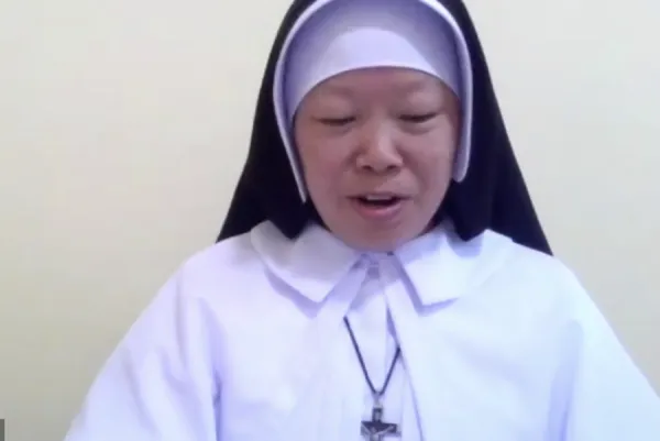 Sr. Ann Rose Nu Tawng speaks to journalists via video call from Burma. / Screenshot.