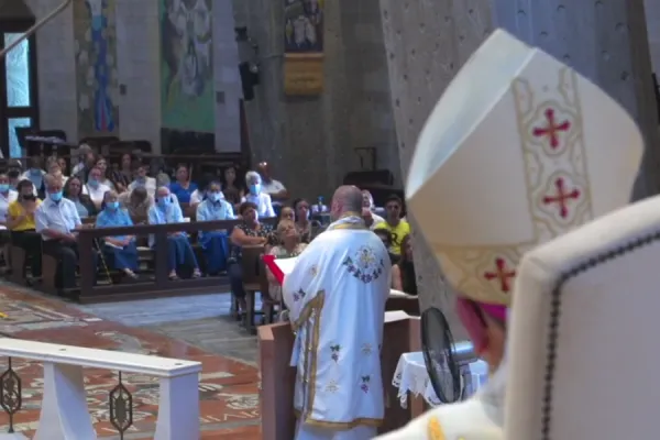 Mass at the Basilica of the Annunciation in Nazareth, Israel, June 27, 2021 / Screenshot: Latin Patriarchate of Jerusalem’s livestream.