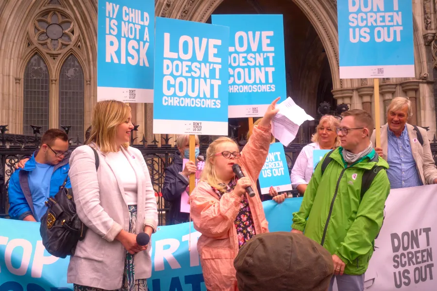 Heidi Crowter speaks outside the High Court in London England, July 6, 2021.?w=200&h=150