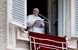 Pope Francis speaks during the Angelus prayer. Vatican Media