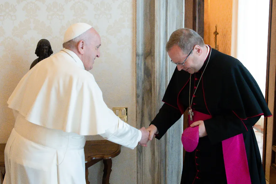 Bishop Georg Bätzing, chairman of the German bishops’ conference, meets with Pope Francis at the Vatican, June 24, 2021.?w=200&h=150