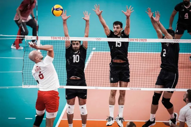 Iran and Poland compete in the volleyball tournament of the 2020 Summer Olympics in Tokyo, Japan