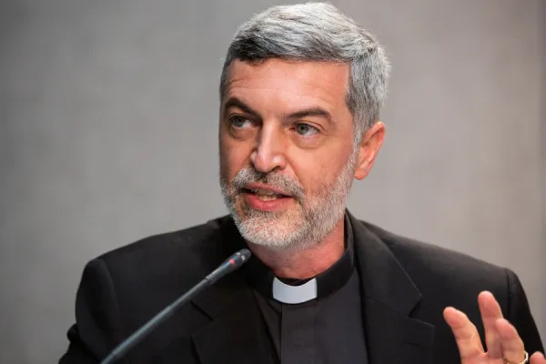 Fr. Alexandre Awi Mello, secretary of the Dicastery for Laity, Family, and Life, speaks at a Vatican press conference, May 18, 2021. Gianluca Teseo/CNA.