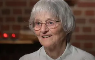 Eighty-three-year-old Sister Bernadette Moriau of France speaks about her miraculous cure following her visit to the Sanctuary of Our Lady of Lourdes, Dec. 18, 2022. Credit: YouTube screenshot taken via 60 Minutes