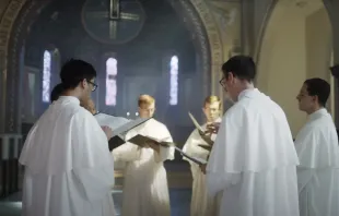 A group of men studying to become priests at St. Michael's Abbey in California. EWTN News In Depth