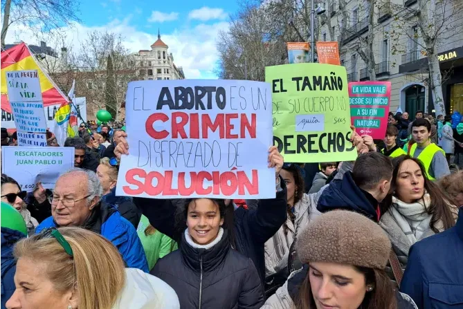 "Abortion is a crime disguised as a solution" and "The size of your body doesn't take away your rights" are among the signs held high by pro-life marchers in Madrid, Spain, on Sunday, March 10, 2024.?w=200&h=150