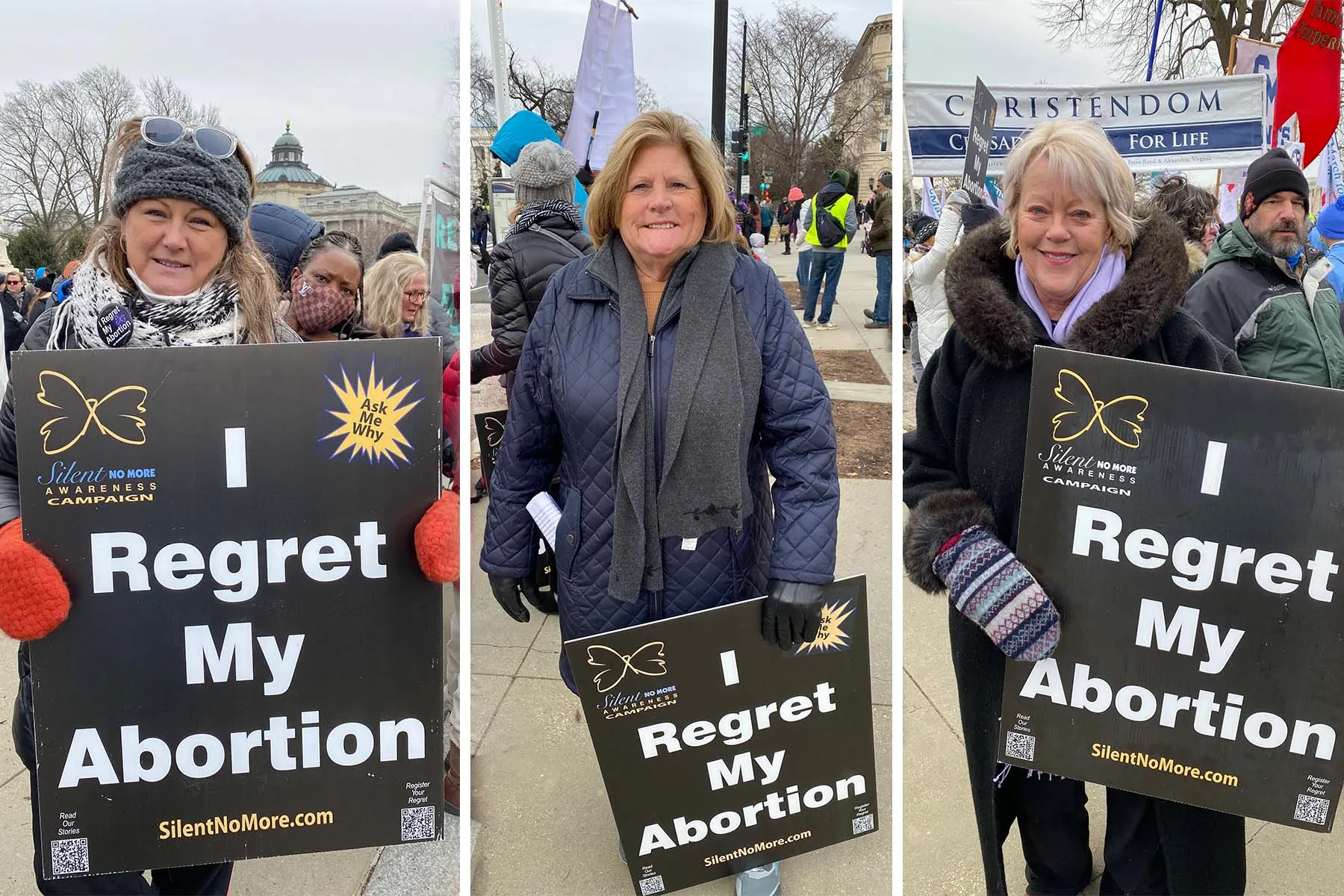 Three women at the 2022 March for Life who have struggled to cope with their decisions to have abortions shared their experiences with CNA. They are (left to right): Shelley, who declined to provide her full name; Jody Duffy, and Leslie Blackwell.?w=200&h=150