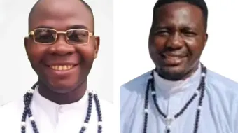 Father Paul Sanogo (left) and seminarian Melchior Maharini, who were kidnapped from their community of Missionaries of Africa in Nigeria’s Diocese of Minna on Aug. 3, 2023, said the terrifying experience helped their faith grow stronger.