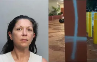 Alfa Illescas, 44, was arrested and charged in connection with the June 10, 2023, vandalism at St. Timothy Catholic Church in Miami. Miami-Dade Police, WPLG Local 10/YouTube Jun 11, 2023