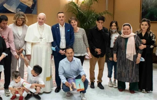 Pope Francis meets with a group of Afghan refugees at the Vatican on Sept. 22, 2021. Vatican Media/CNA