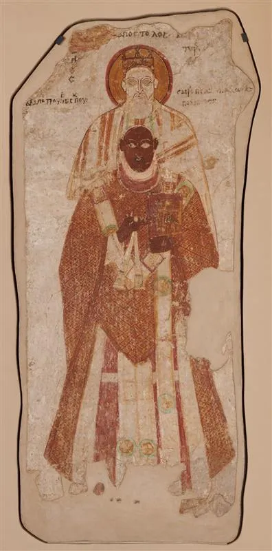 Wall painting with Bishop Petros Protected by St. Peter, Faras, Nubia, late 10th century. Credit: Photo courtesy of The Met